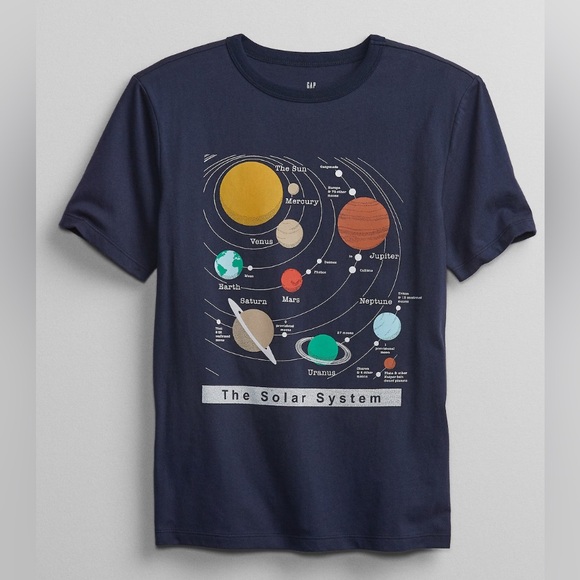 Gap boys t-shirt size L (10) short sleeve solar system planets graphic tee - Picture 9 of 9